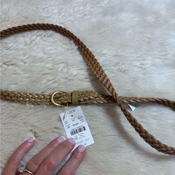 J. Crew Tan Braided Leather Belt with Gold Buckle - Picture 4 of 4